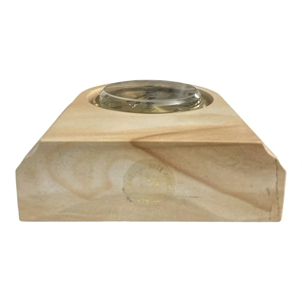 T.P. Genuine Marble Desk Mantel Clock Brass Case Roman Numerals 5.25 Inch